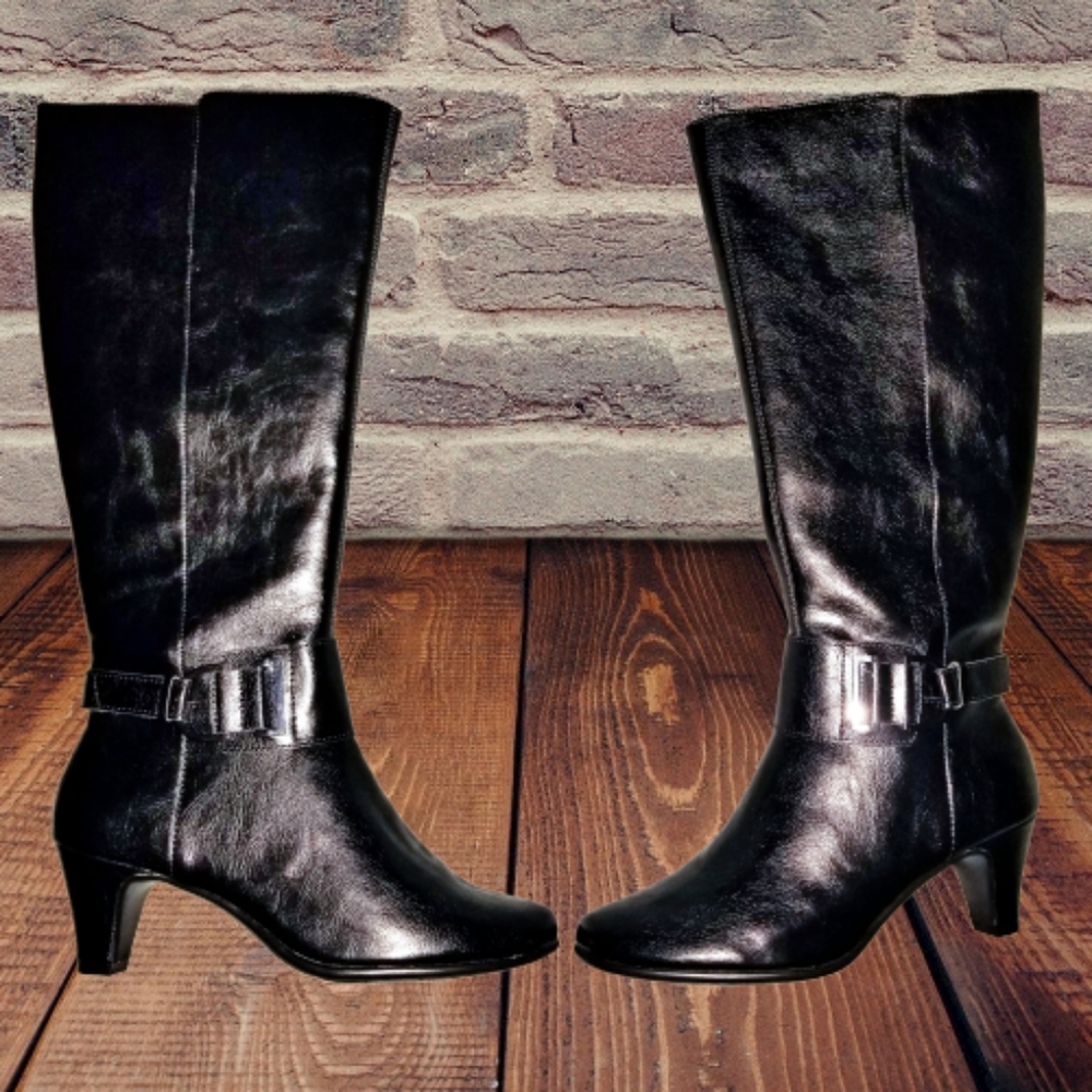 NIB Aerosoles 8 Black Tall Boot Wide Extend Calf